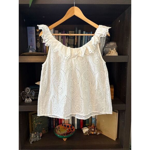 Sézane Rosa Eyelet Top Blouse In Ecru White Size Small - Picture 4 of 7
